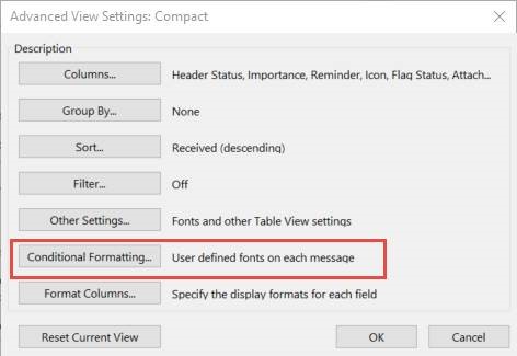 outlook conditional formatting group policy